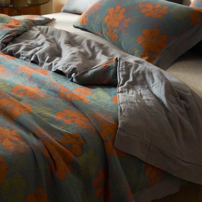 91家纺网 家纺一手货源 找家纺 吾秀 2023新款复古风A类全棉双层纱棉花夏被 拾光