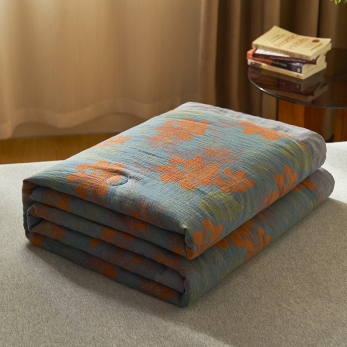 91家纺网 家纺一手货源 找家纺 吾秀 2023新款复古风A类全棉双层纱棉花夏被 拾光