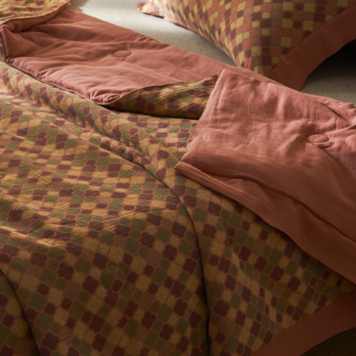 91家纺网 家纺一手货源 找家纺 吾秀 2023新款复古风A类全棉双层纱棉花夏被 幸运草