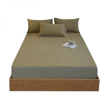 91家纺网 家纺一手货源 找家纺 春皖家纺 2023新款A类全棉色织系列床笠 金雀黄+松柏绿