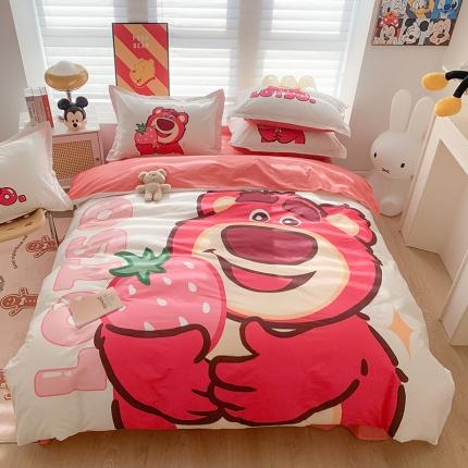 迪士尼家居官方形象店2023新款迪士尼全棉数码大版印花四件套 多多草莓熊