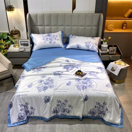 91家纺网 家纺一手货源 找家纺 （总）兄弟坊 2023新款水洗真丝印花夏被四件套