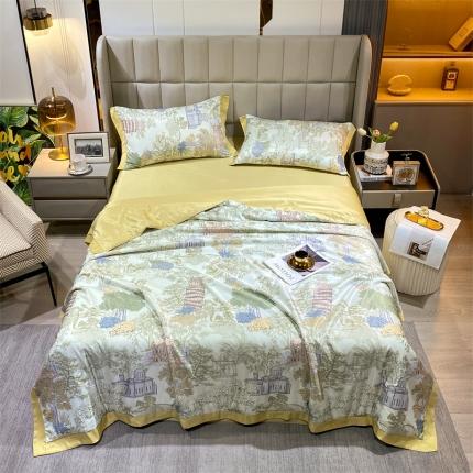91家纺网 家纺一手货源 找家纺 （总）兄弟坊 2023新款水洗真丝印花夏被四件套