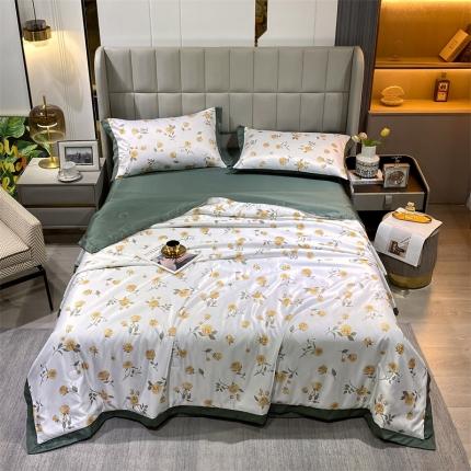 91家纺网 家纺一手货源 找家纺 （总）兄弟坊 2023新款水洗真丝印花夏被四件套