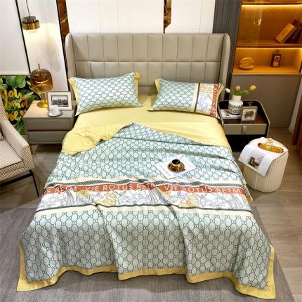 91家纺网 家纺一手货源 找家纺 （总）兄弟坊 2023新款水洗真丝印花夏被四件套