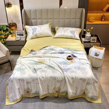 91家纺网 家纺一手货源 找家纺 （总）兄弟坊 2023新款水洗真丝印花夏被四件套