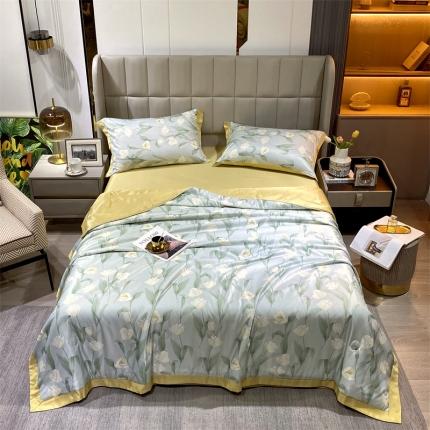 91家纺网 家纺一手货源 找家纺 （总）兄弟坊 2023新款水洗真丝印花夏被四件套