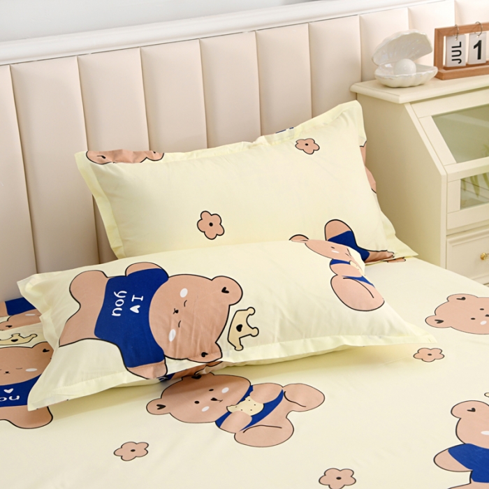 91家纺网 家纺一手货源 找家纺 梵巢 芦荟棉单枕套48*74cm饼干熊