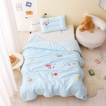 91家纺网 家纺一手货源 找家纺 （总）A类水洗棉磨毛绣花款儿童大豆夏被幼儿园被子夏凉被空调被