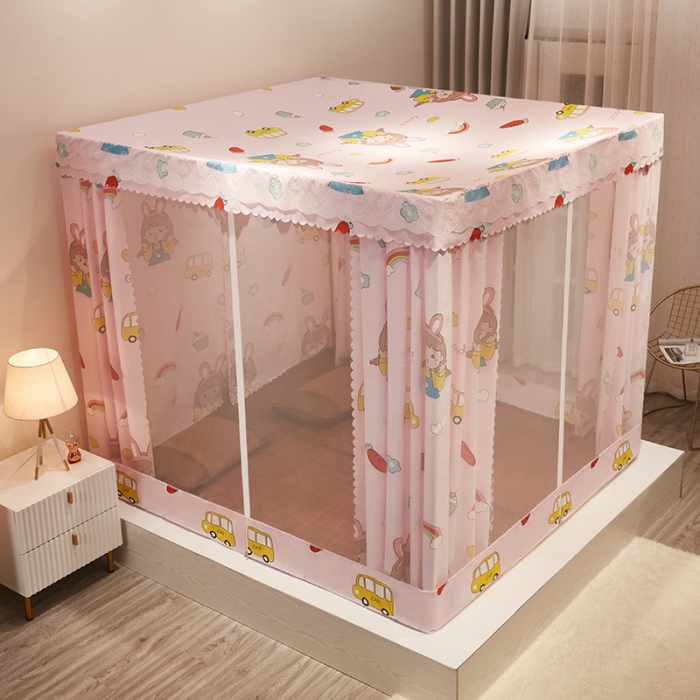 91家纺网 家纺一手货源 找家纺 显高蚊帐2025新款坐床遮光防尘坐床回底遮光蚊帐系列 汽车女孩