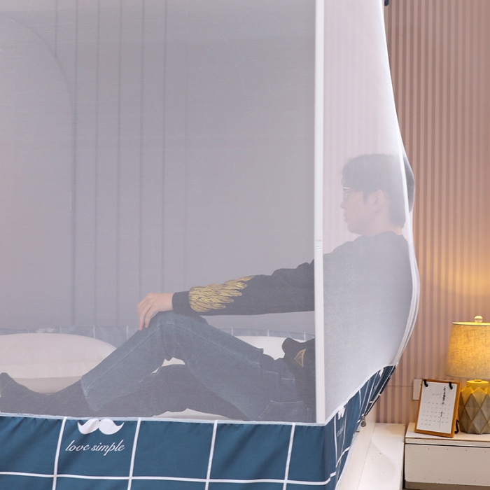 91家纺网 家纺一手货源 找家纺 显高蚊帐2025新款坐床遮光防尘坐床回底遮光蚊帐系列 时尚方格