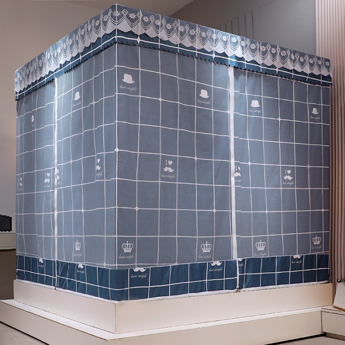 91家纺网 家纺一手货源 找家纺 显高蚊帐2025新款坐床遮光防尘坐床回底遮光蚊帐系列 时尚方格