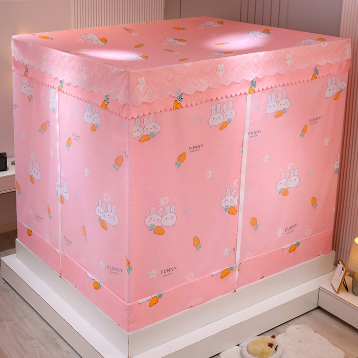 91家纺网 家纺一手货源 找家纺 显高蚊帐2025新款坐床遮光防尘坐床回底遮光蚊帐系列 兔宝贝