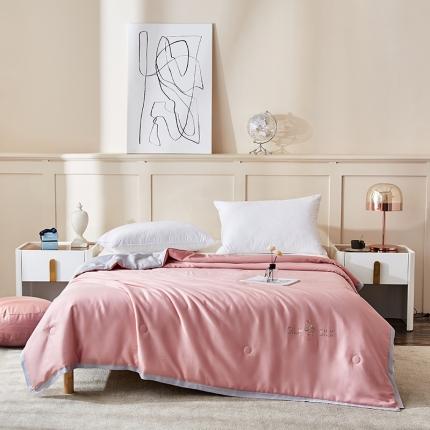 华盛 2023新款春夏天丝夏凉被莫代尔天丝蚕丝夏被 粉拼浅灰