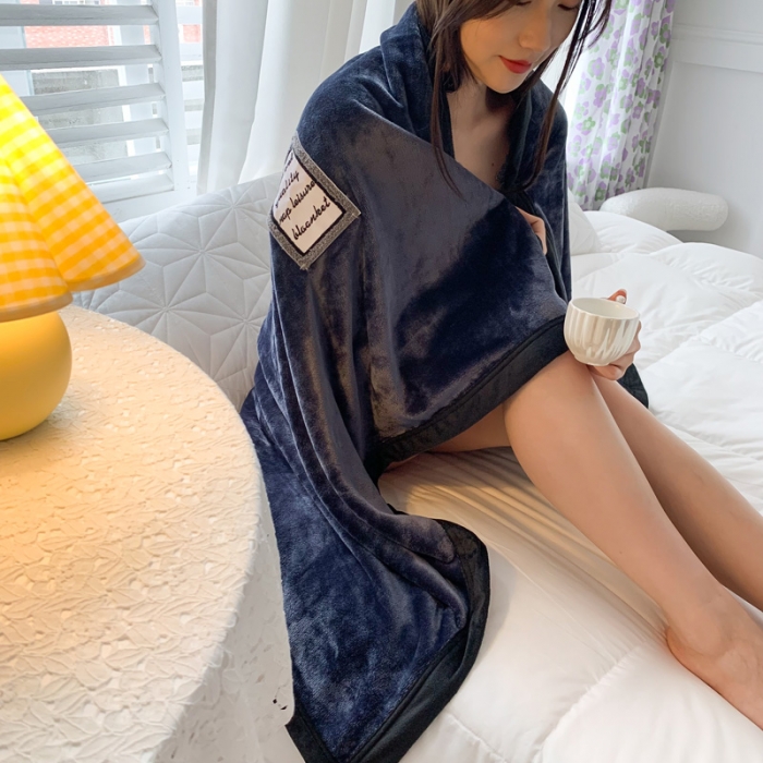 91家纺网 家纺一手货源 找家纺 苏木年华 2023新款加厚法兰绒牛奶绒午睡毯办公室用毯 绅士灰