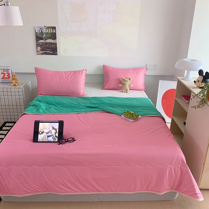 91家纺网 家纺一手货源 找家纺 星期八 2023马卡龙针织棉大豆夏被 豆沙绿