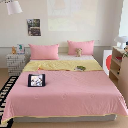 星期八 2023马卡龙针织棉大豆夏被 粉黄