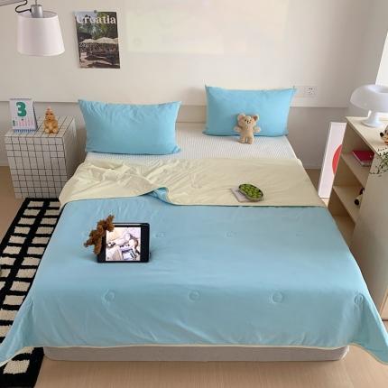 星期八 2023马卡龙针织棉大豆夏被 蓝黄