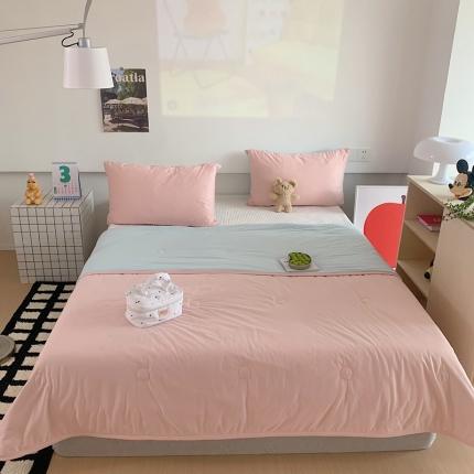 星期八 2023马卡龙针织棉大豆夏被 藕粉豆绿