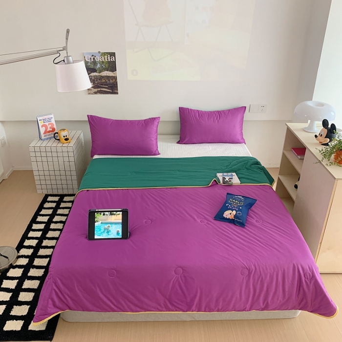 91家纺网 家纺一手货源 找家纺 星期八 2023马卡龙针织棉大豆夏被 深紫绿