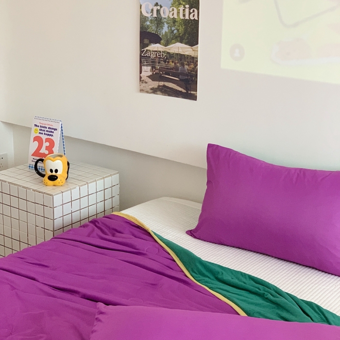 91家纺网 家纺一手货源 找家纺 星期八 2023马卡龙针织棉大豆夏被 深紫绿