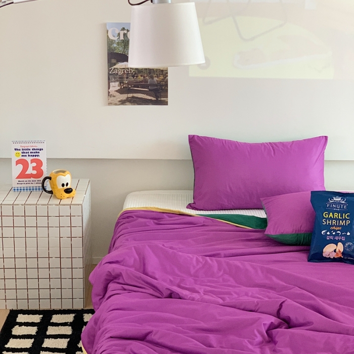 91家纺网 家纺一手货源 找家纺 星期八 2023马卡龙针织棉大豆夏被 深紫绿