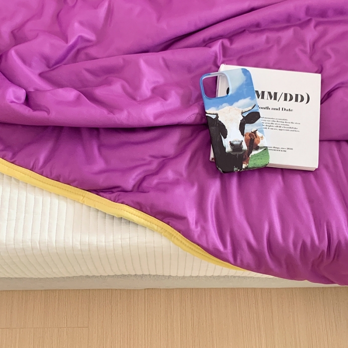 91家纺网 家纺一手货源 找家纺 星期八 2023马卡龙针织棉大豆夏被 深紫绿