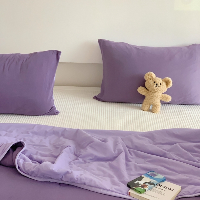 91家纺网 家纺一手货源 找家纺 星期八 2023马卡龙针织棉大豆夏被 深紫浅紫