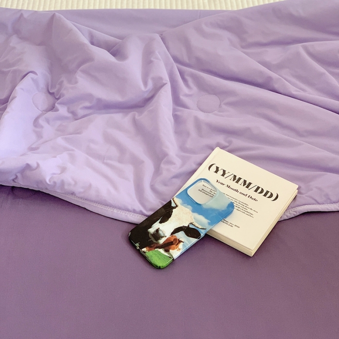 91家纺网 家纺一手货源 找家纺 星期八 2023马卡龙针织棉大豆夏被 深紫浅紫