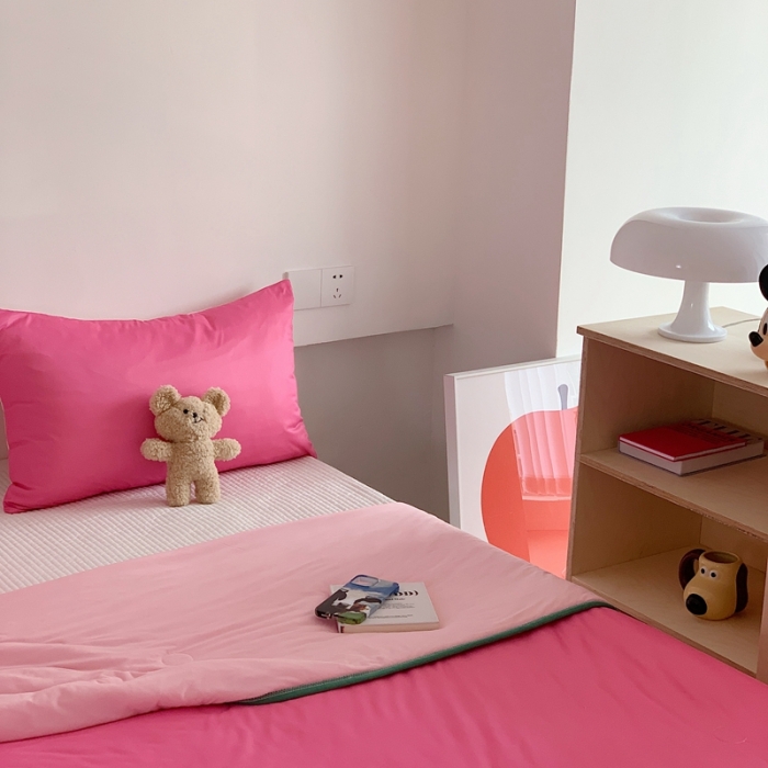 91家纺网 家纺一手货源 找家纺 星期八 2023马卡龙针织棉大豆夏被 桃粉浅粉