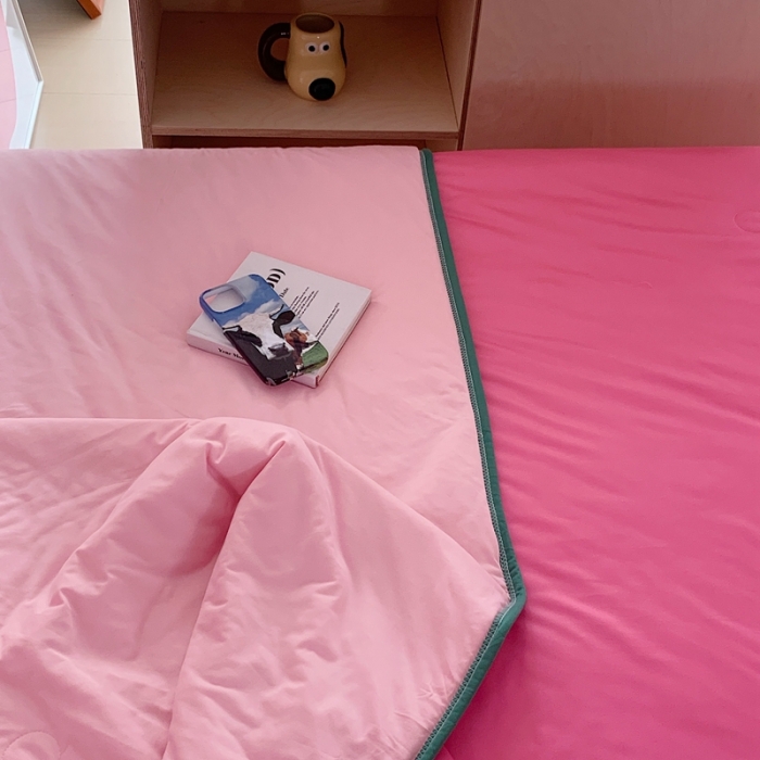 91家纺网 家纺一手货源 找家纺 星期八 2023马卡龙针织棉大豆夏被 桃粉浅粉