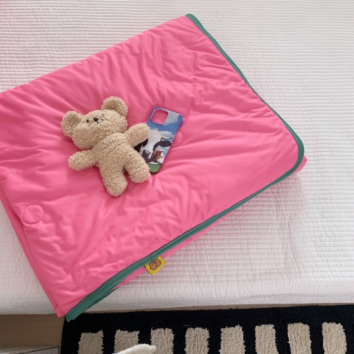 91家纺网 家纺一手货源 找家纺 星期八 2023马卡龙针织棉大豆夏被 桃粉浅粉