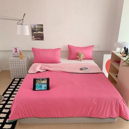 星期八 2023马卡龙针织棉大豆夏被 桃粉深绿