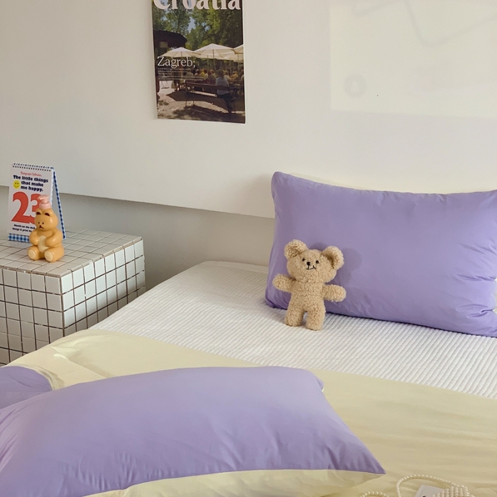 91家纺网 家纺一手货源 找家纺 星期八 2023马卡龙针织棉大豆夏被 紫黄