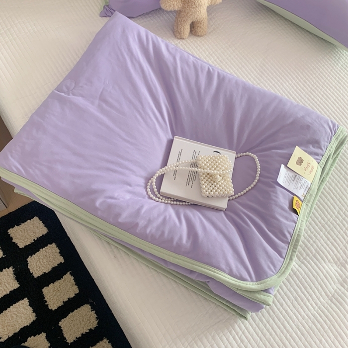 91家纺网 家纺一手货源 找家纺 星期八 2023马卡龙针织棉大豆夏被 紫绿