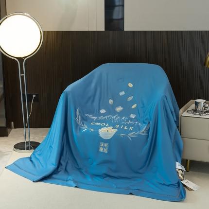 91家纺网 家纺一手货源 找家纺 太阳羽2025新款40s冰蚕科技天丝镂空夏被绣花夏凉被空调被清雅冰-蓝