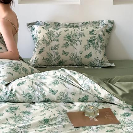 91家纺网 家纺一手货源 找家纺 (总) 赫帛  2023款120s缎纹数码印花长绒棉四件套-繁花