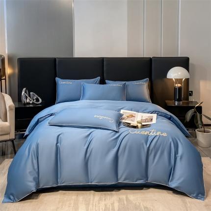 91家纺网 家纺一手货源 找家纺 798 2023新款全棉长绒棉轻奢四件套 轻奢-宾利蓝