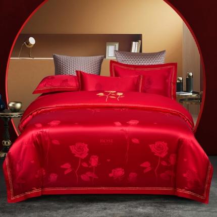 天丝刺绣大提花四件套