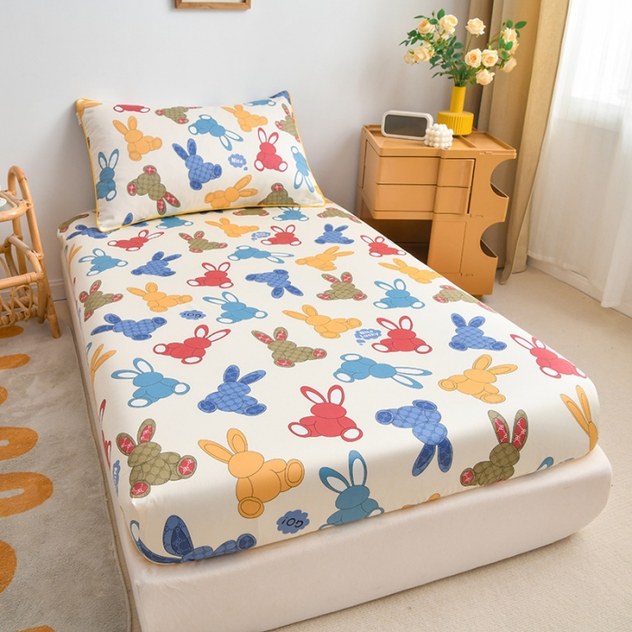 91家纺网 家纺一手货源 找家纺 ds生活馆 2025新款幼儿园学生60支贡缎长绒棉纯棉单床笠 波波兔