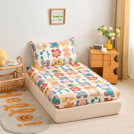 91家纺网 家纺一手货源 找家纺 ds生活馆 2025新款幼儿园学生60支贡缎长绒棉纯棉单床笠 叠叠乐