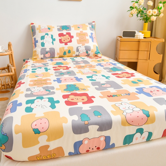 91家纺网 家纺一手货源 找家纺 ds生活馆 2025新款幼儿园学生60支贡缎长绒棉纯棉单床笠 叠叠乐