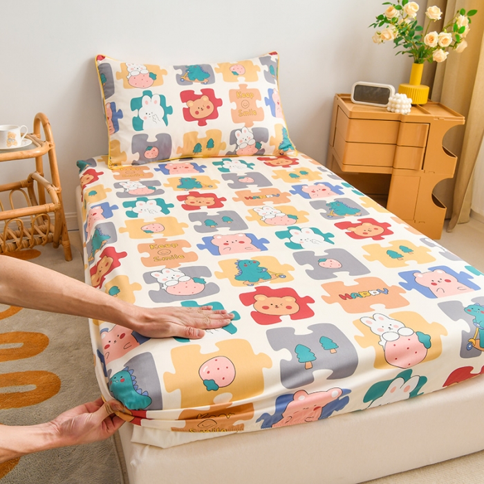 91家纺网 家纺一手货源 找家纺 ds生活馆 2025新款幼儿园学生60支贡缎长绒棉纯棉单床笠 叠叠乐