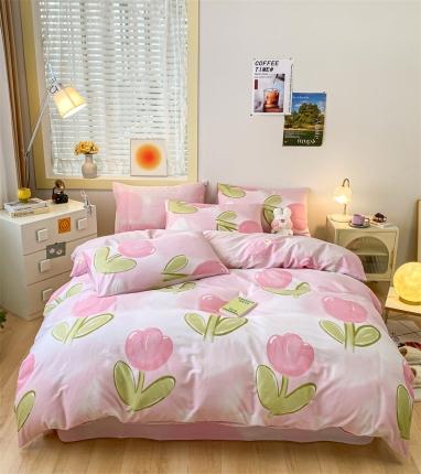 91家纺网 家纺一手货源 找家纺 798  2023新款全棉13070四件套 心情粉