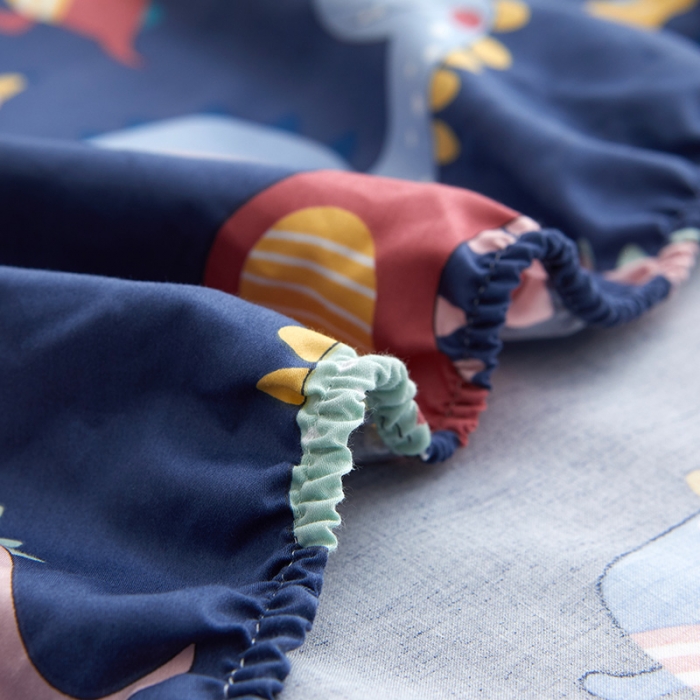 91家纺网 家纺一手货源 找家纺 ds生活馆 新款幼儿园学生60支贡缎长绒棉纯棉单床笠 恐龙战队-蓝