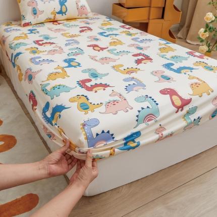 ds生活馆 2025新款幼儿园学生60支贡缎长绒棉纯棉单床笠 快乐恐龙