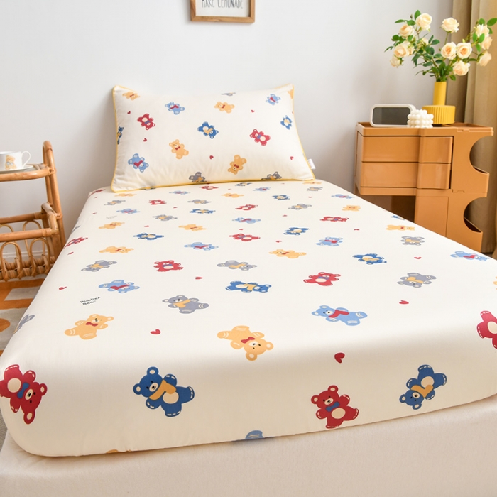 91家纺网 家纺一手货源 找家纺 ds生活馆 2025新款幼儿园学生60支贡缎长绒棉纯棉单床笠 罗本熊