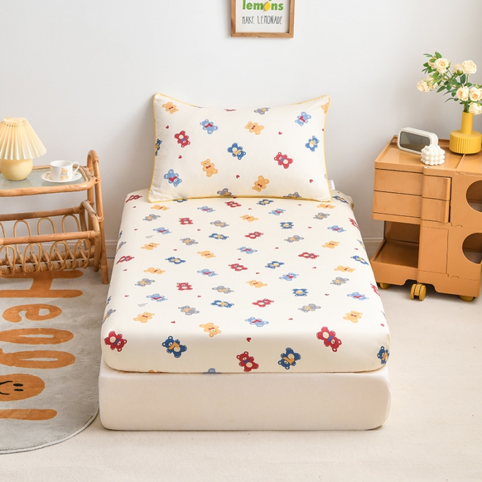 91家纺网 家纺一手货源 找家纺 ds生活馆 2025新款幼儿园学生60支贡缎长绒棉纯棉单床笠 罗本熊