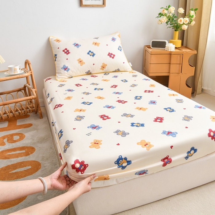 91家纺网 家纺一手货源 找家纺 ds生活馆 2025新款幼儿园学生60支贡缎长绒棉纯棉单床笠 罗本熊