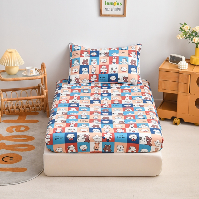 91家纺网 家纺一手货源 找家纺 ds生活馆 2025新款幼儿园学生60支贡缎长绒棉纯棉单床笠 旺仔宝贝